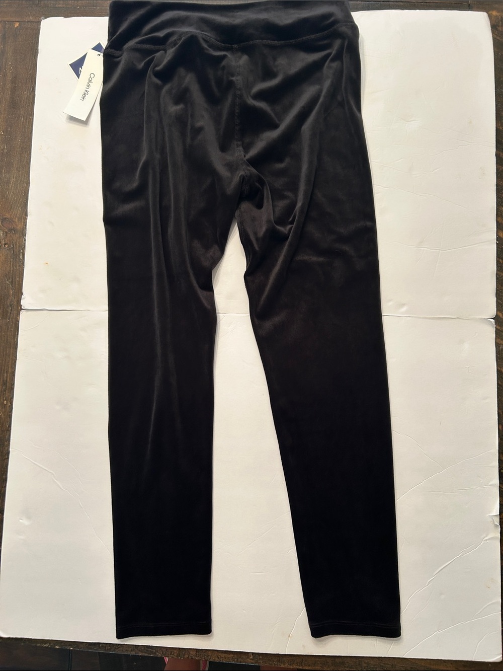 Calvin Klein Black Velvet Velour Leggings Women’s Size L High Rise Stretch NWT - Picture 3 of 3